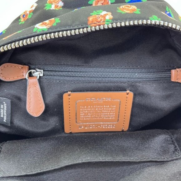 Coach Mini Charlie Tea Rose Floral Print Nylon Backpack 57636 SV/Black Multi main image 8